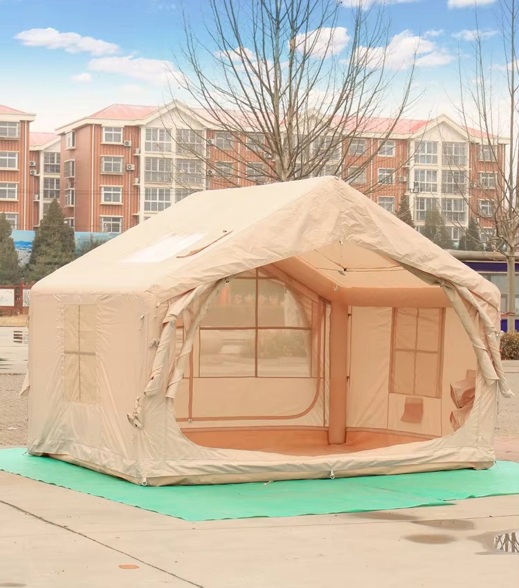 DUŻY NAMIOT KEMPINGOWY POMPOWANY 5 OSOBOWY DMUCHANY POMPKA 8m2 320x250cm