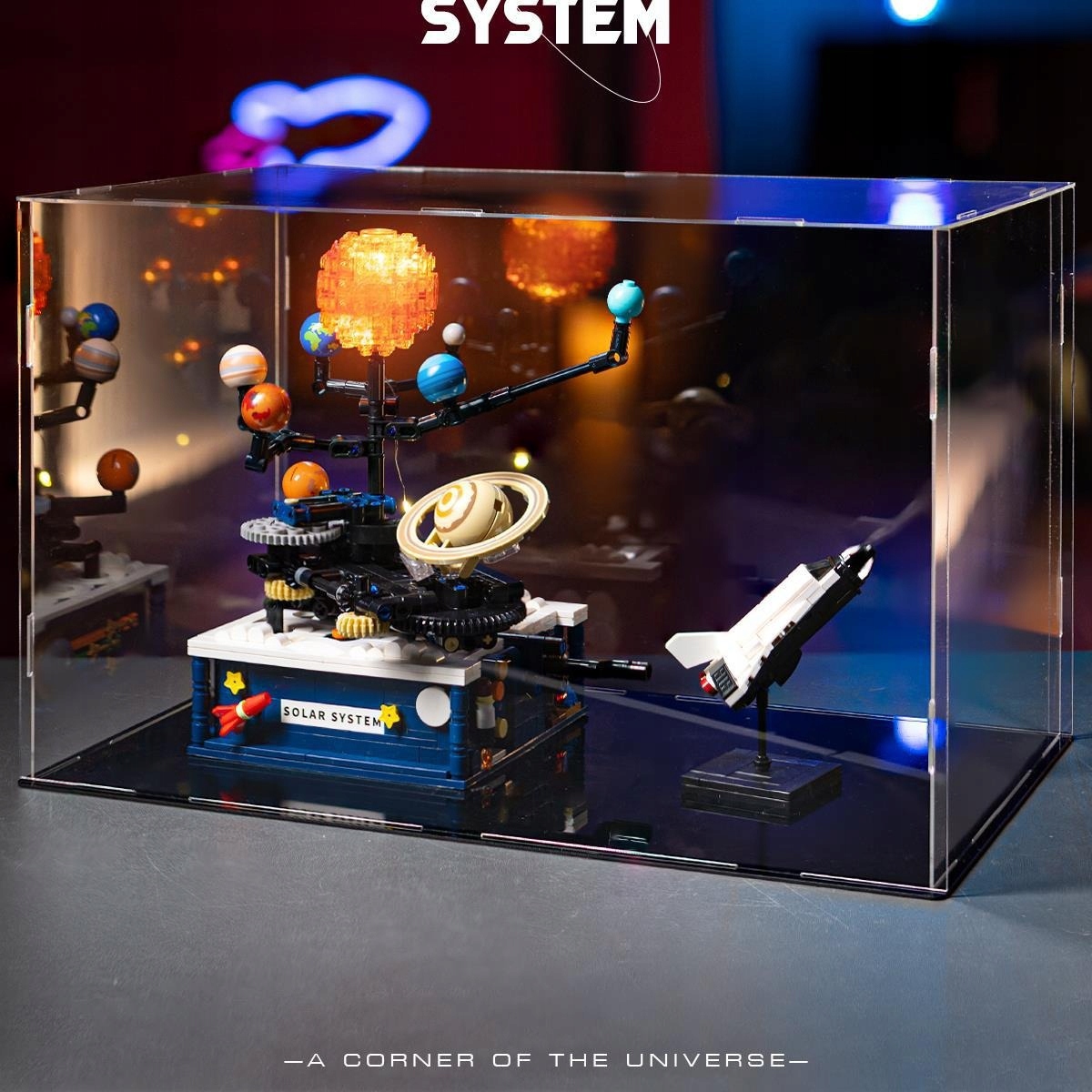 Klocki KONSTRUKCYJNE Ruchomy UKŁAD SŁONECZNY ZIEMIA SŁOŃCE KOSMOS LED