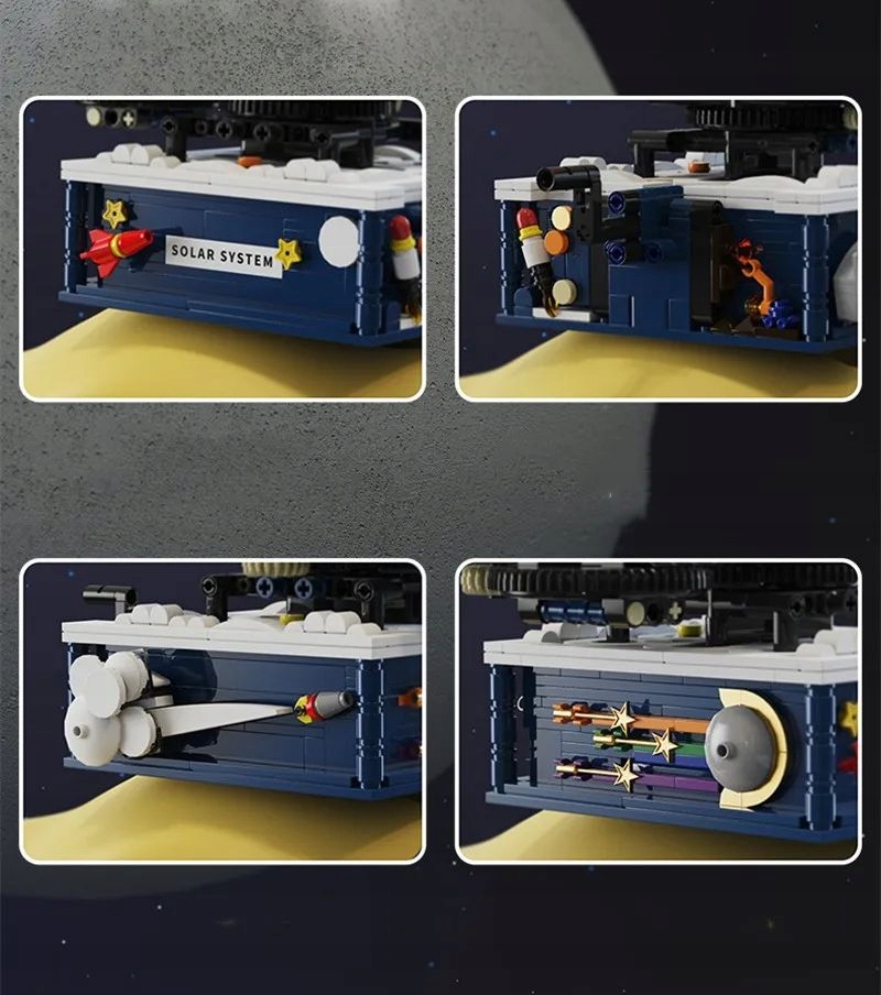Klocki KONSTRUKCYJNE Ruchomy UKŁAD SŁONECZNY ZIEMIA SŁOŃCE KOSMOS LED