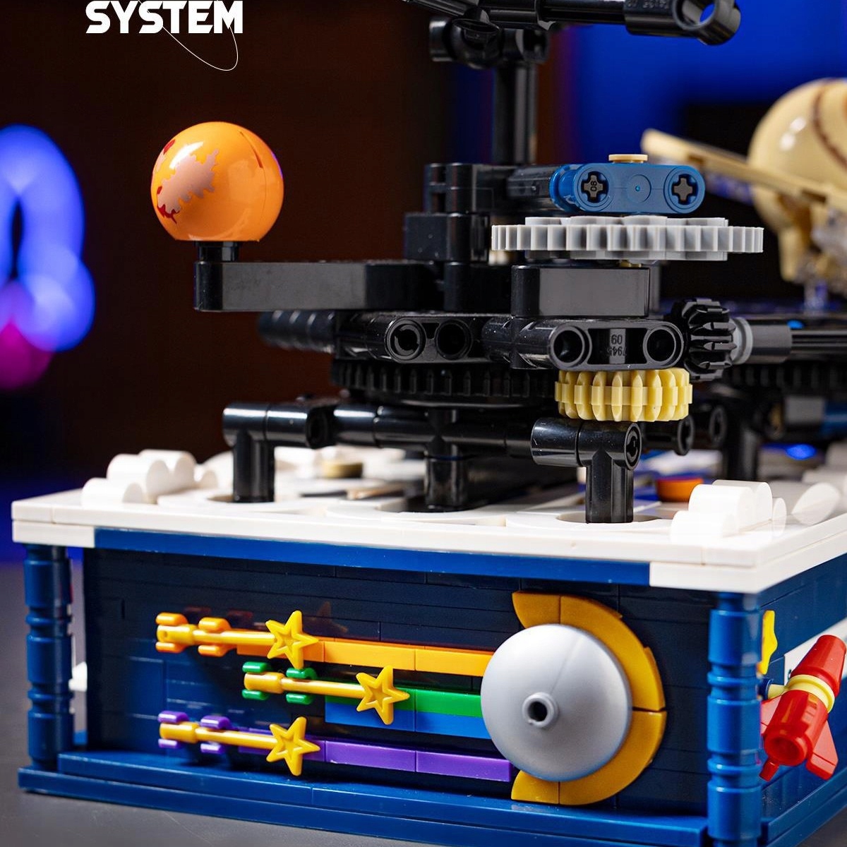 Klocki KONSTRUKCYJNE Ruchomy UKŁAD SŁONECZNY ZIEMIA SŁOŃCE KOSMOS LED