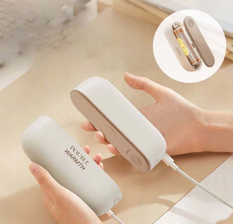 Elektryczne OGRZEWACZE DO RĄK x2 3000mAh 20h PODWÓJNE USB 3 POZIOMY RÓŻOWE