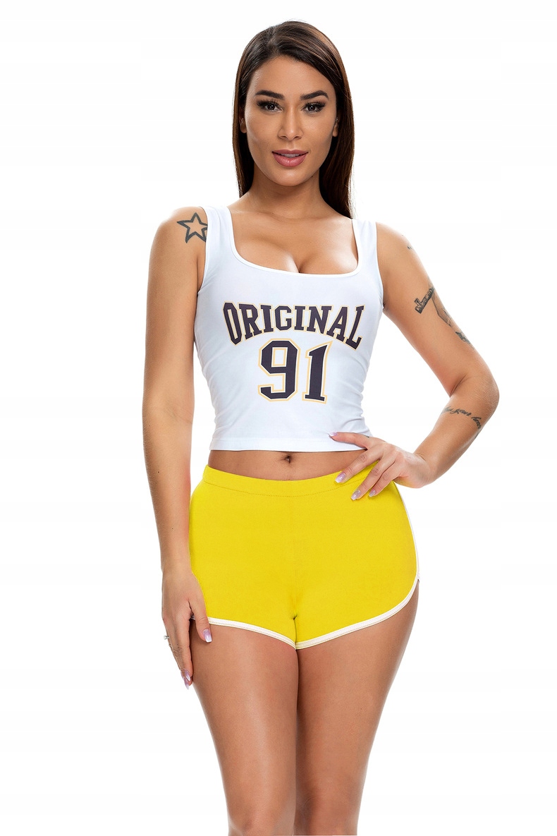 SZORTY Damskie SPORTOWE Wygodne SPODENKI Żółte M