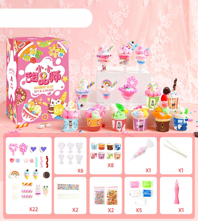 Zabawka 6 lat+ KOLOROWE DESERY LODY POSYPKI Zrób to Sam SENSORYCZNA XL