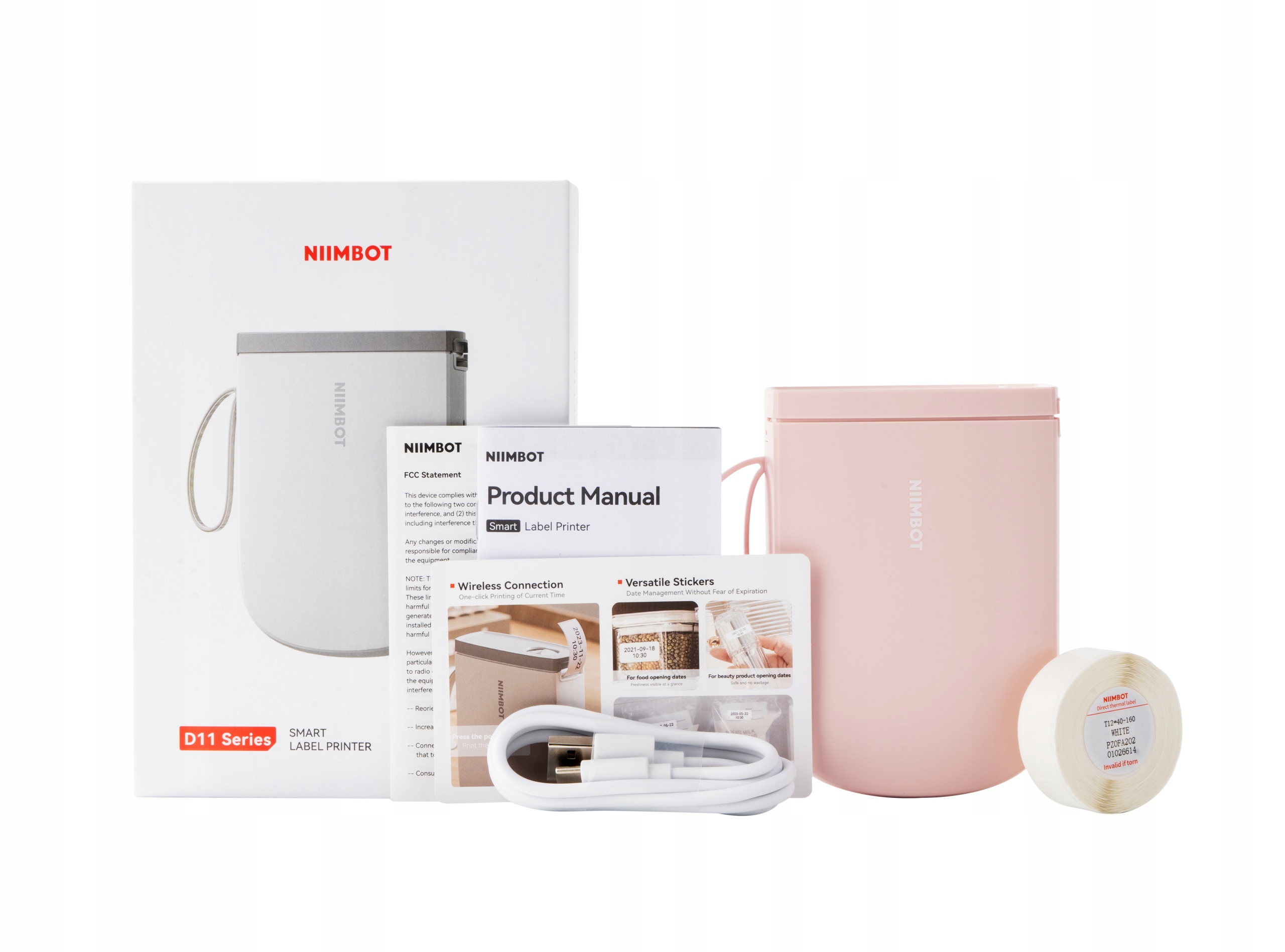 NIIMBOT D11H BEZPRZEWODOWA Drukarka TERMICZNA ETYKIETY NAKLEJKI 300DPI PINK