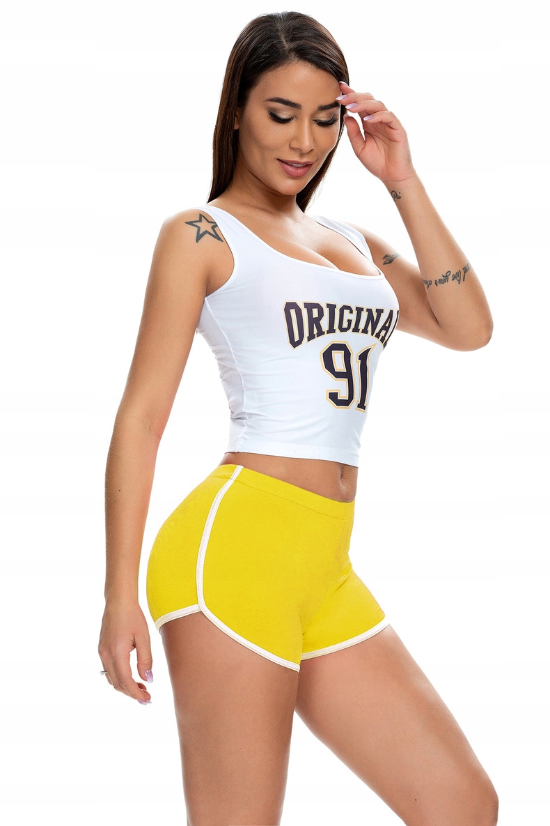 SZORTY Damskie SPORTOWE Wygodne SPODENKI Żółte L