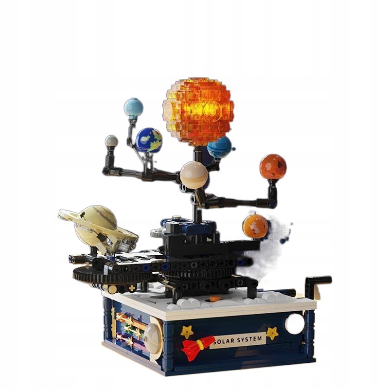 Klocki KONSTRUKCYJNE Ruchomy UKŁAD SŁONECZNY ZIEMIA SŁOŃCE KOSMOS LED