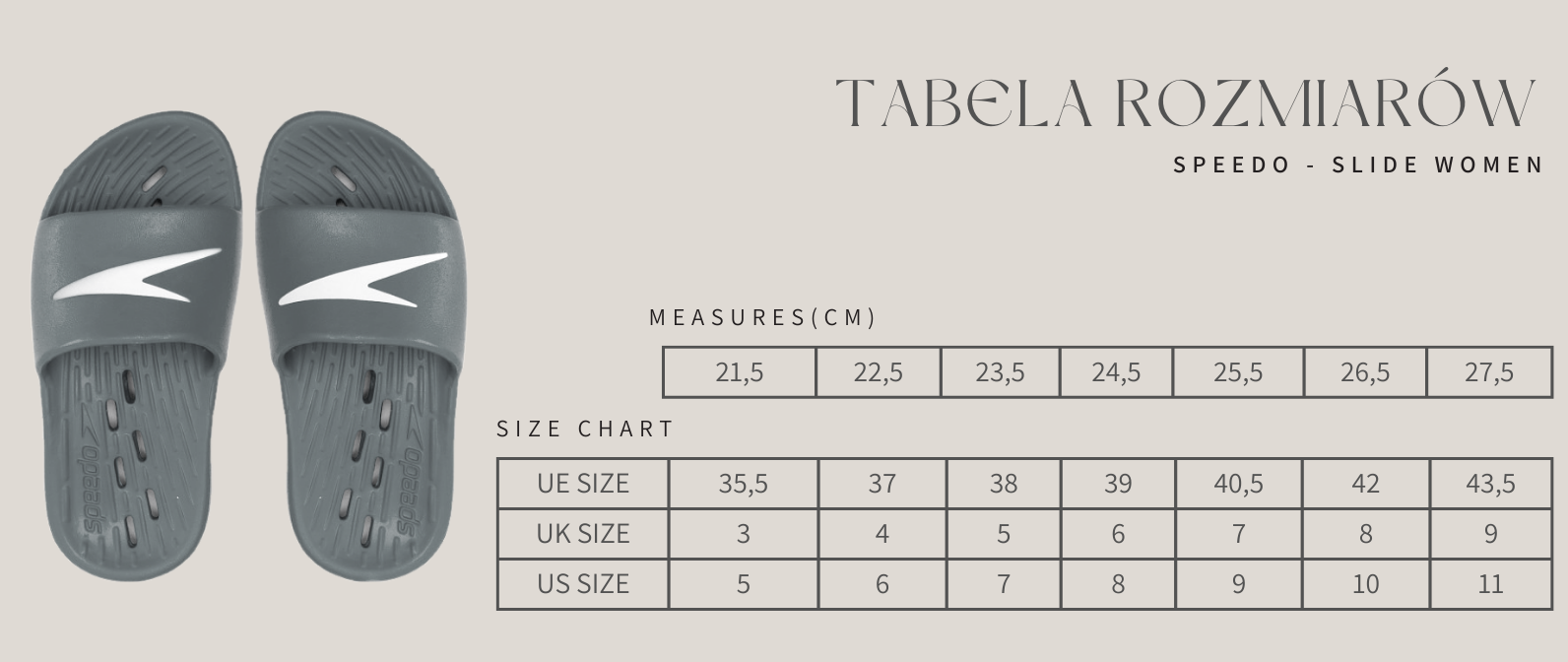 Klapki basenowe antypoślizgowe damskie Speedo Slides rozmiar 35,5