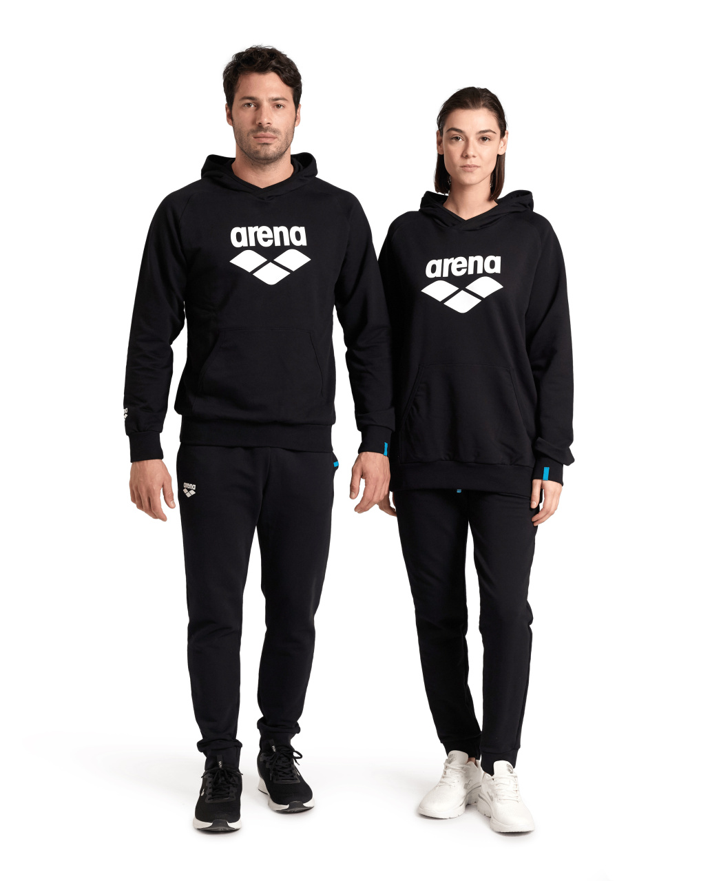 Bluza z kapturem męska damska kangurka ocieplana bawełniana Arena Black XXL