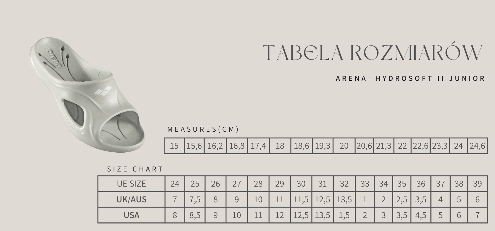 Klapki basenowe dla dzieci Arena Hydrosoft II rozmiar 31