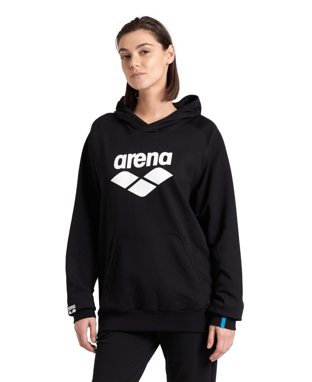 Bluza z kapturem męska damska kangurka ocieplana bawełniana Arena Black XXL