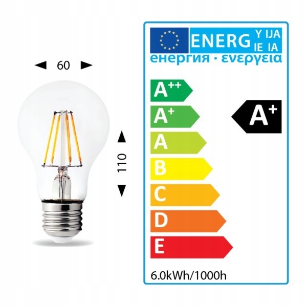 ŻARÓWKA A60 FILAMENT LED EDISON 6W E27 A60 2700K 2 026b282564fc0c27c7ddaaecb2965543