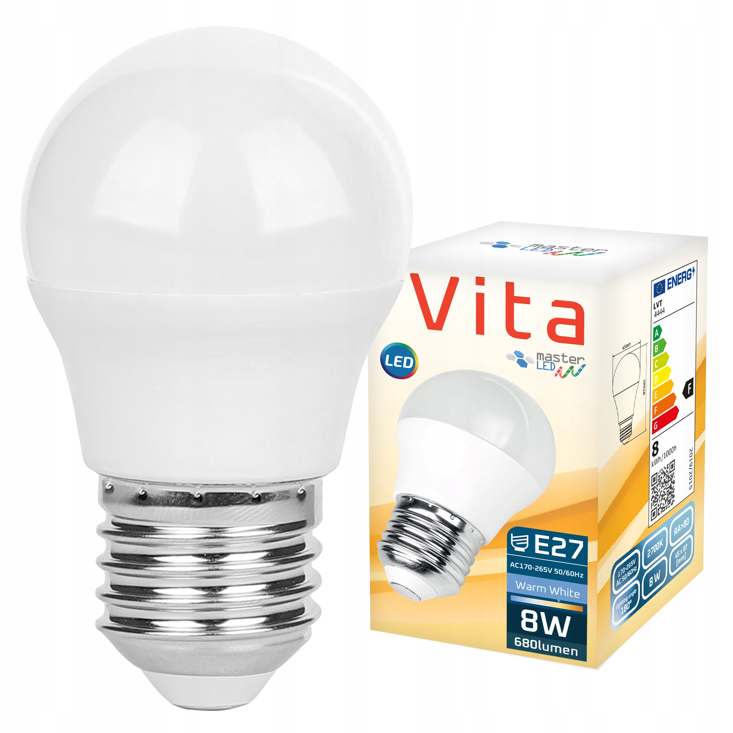 ŻARÓWKA LED E27 G45 8W BIAŁY CIEPŁY 2700K 1 093a06e210a59fadd23bf8ba19de95ac