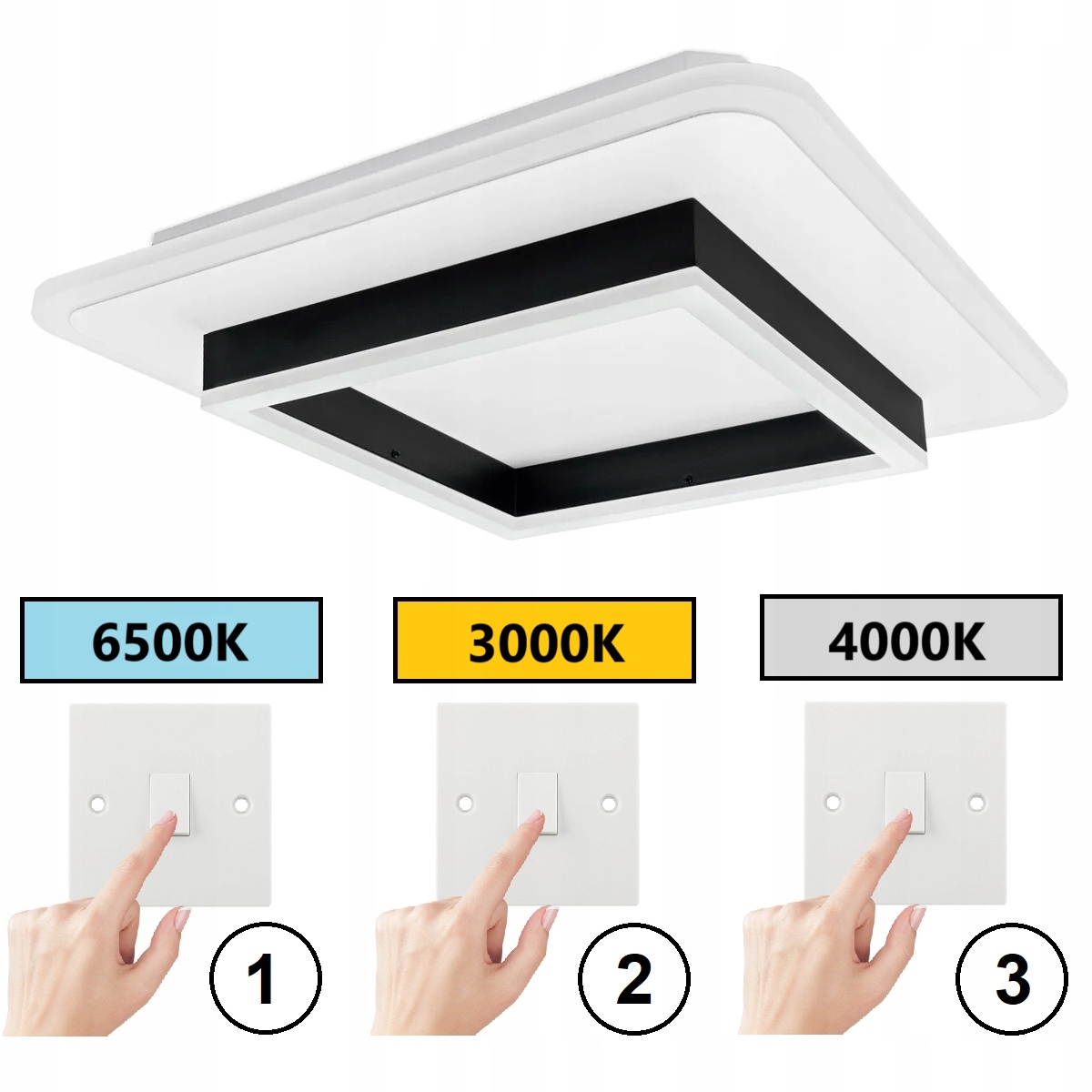 PLAFON LAMPA SUFITOWA LED 46W CCT STEROWANIE PRZEŁĄCZNIKIEM NASCIENNYM 4 2a4aeaa9655fd1d9f497ac07aa17a831
