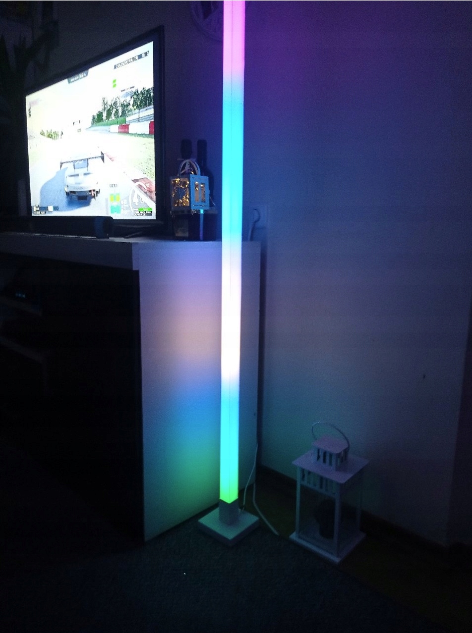 LAMPA PODŁOGOWA RGB KOLOROWA STOJACA BIAŁA PILOT LAMPA MUZYCZNA 5W 12 44a132372ed8f395c003d242e0c3fc06