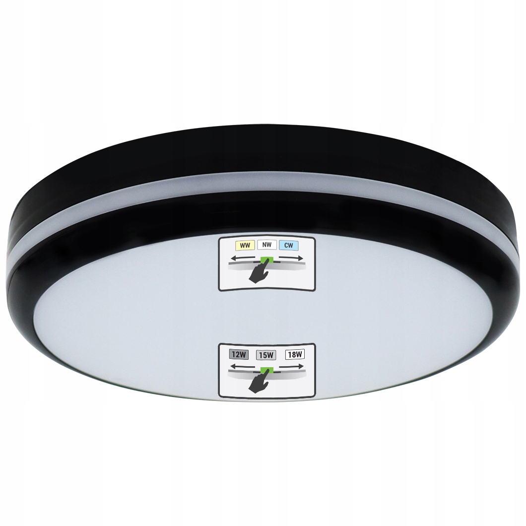 LAMPA ZEWNĘTRZNA PLAFON OGRODOWY NA BALKON TARAS LED 12W/15W/18W CCT CZARNY 1 db0cb339bb0eceff119cc2fc6385306a