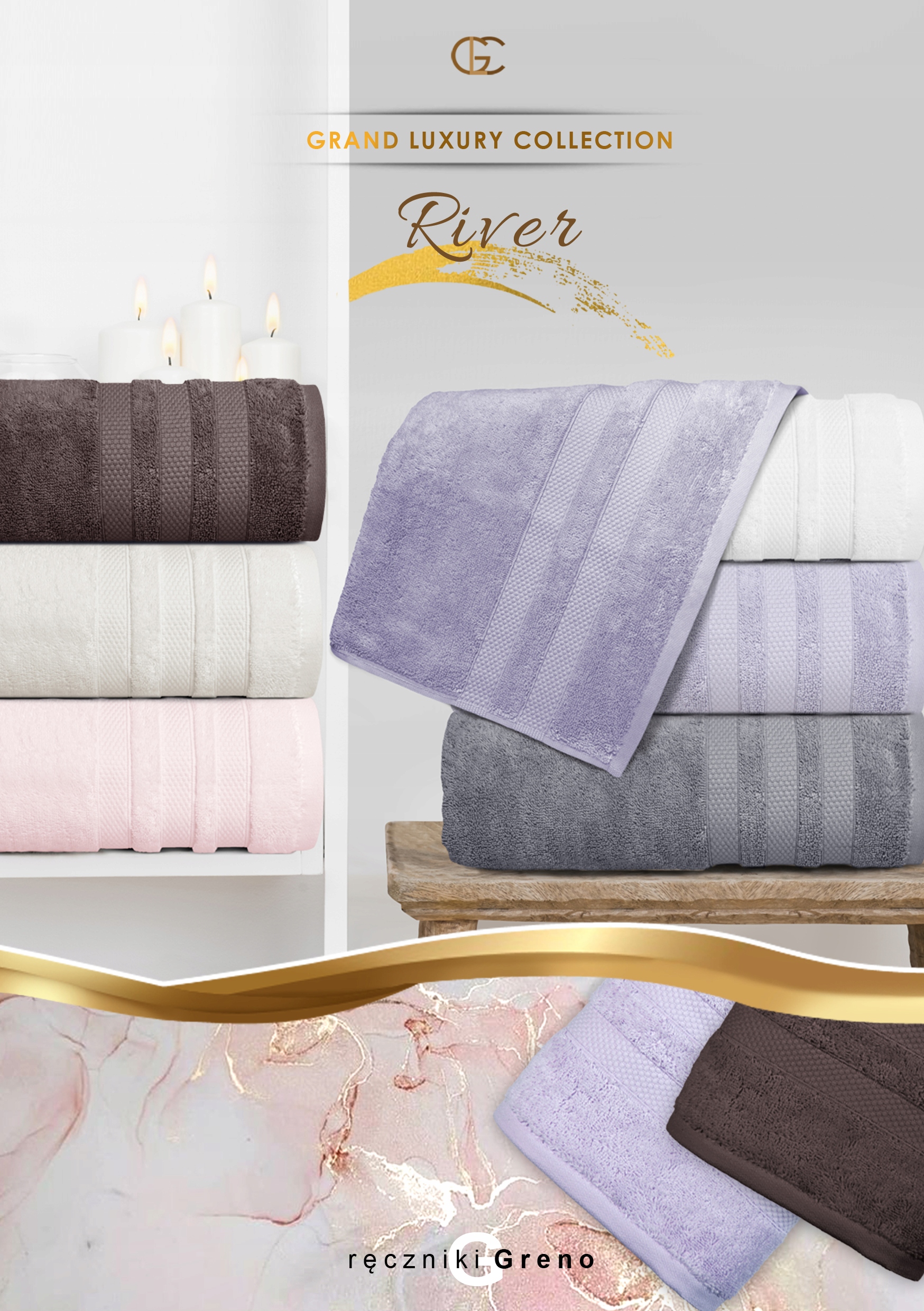 Ręcznik River 70x130 gruby bawełna Greno brązowy