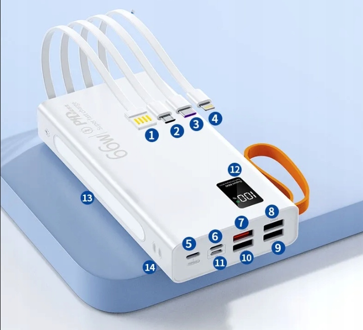 POWERBANK 30000MAH PD 66W 4xUSB USB-C QC FASTCHARG