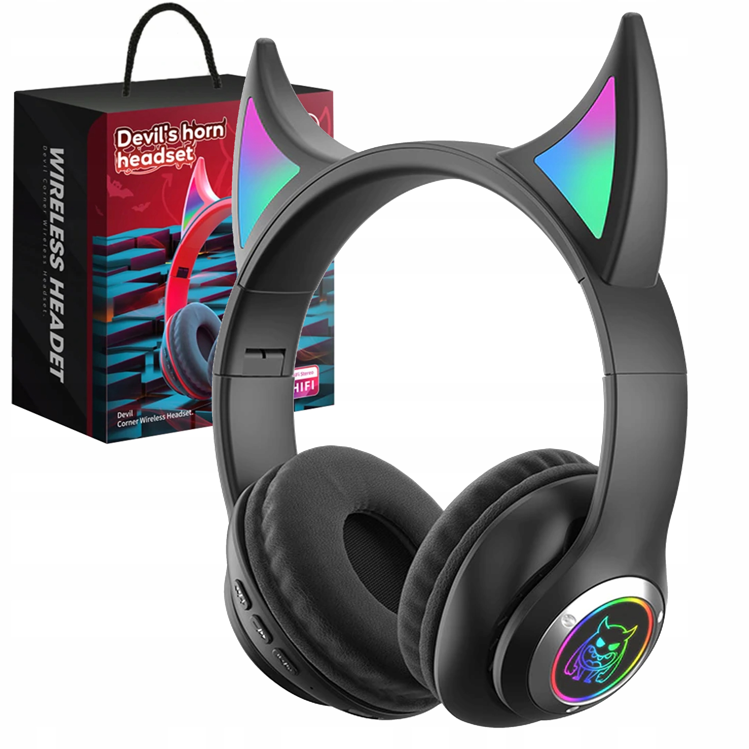 SŁUCHAWKI BEZPRZEWODOWE ŚWIECĄCE DEVIL BLUETOOTH