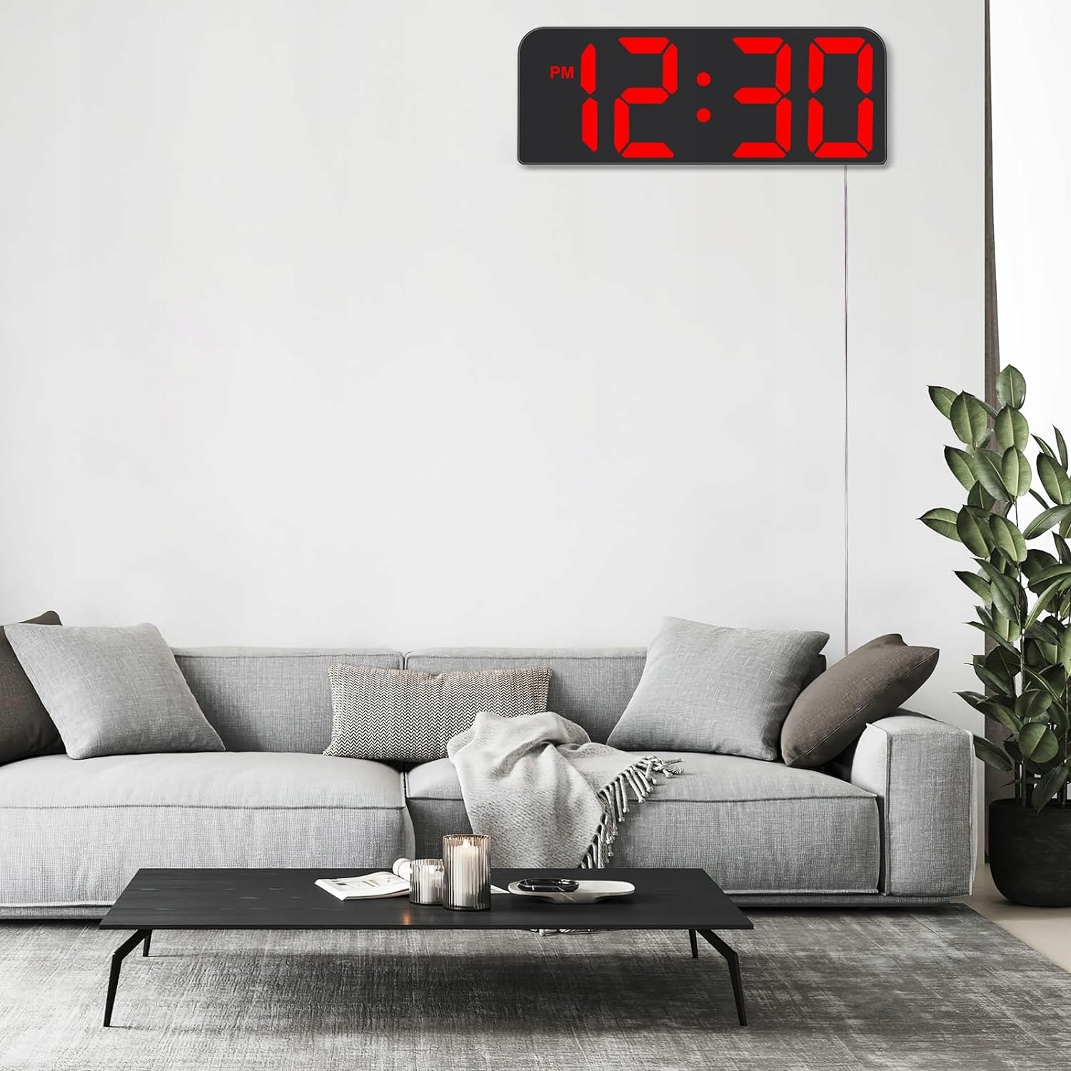 ZEGAR ŚCIENNY BUDZIK Z PILOTEM CYFROWY ZEGAREK Z ALARM TERMOMETR DUŻE CYFRY