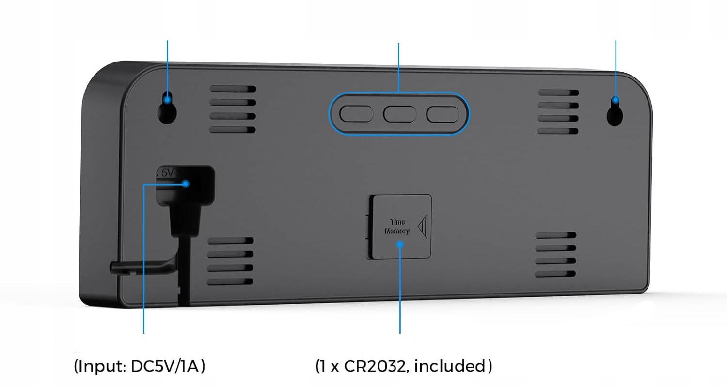 ZEGAR ŚCIENNY BUDZIK Z PILOTEM CYFROWY ZEGAREK Z ALARM TERMOMETR DUŻE CYFRY