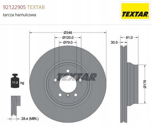 tarcze klocki przód BMW 7 E65 E66 E67 TEXTAR OE