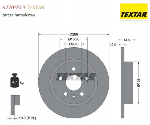 hamulce tył Opel Mokka TEXTAR tarcze klocki