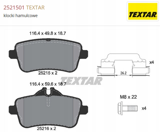 klocki tył Mercedes ML W166 2011- TEXTAR 2521501