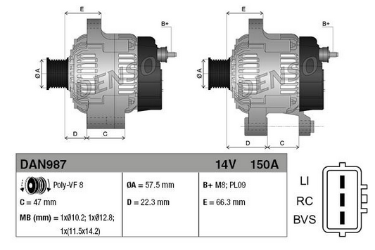 alternator Range Rover Discovery 3 2.7TDi 150A OE