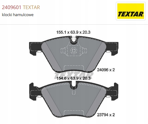 tarcze i klocki przód BMW 1 E87 3 E90 TEXTAR OE