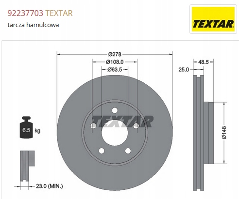 hamulce przód Ford Focus MK3 C-MAX TEXTAR zestaw
