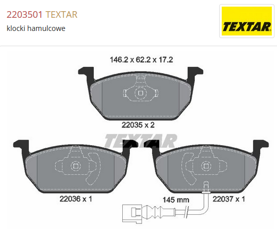 klocki przód Octavia Golf VII Leon 2013-2016 TEXTA