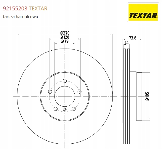 tarcze hamulcowe tył BMW 7 E65 TEXTAR 92155203