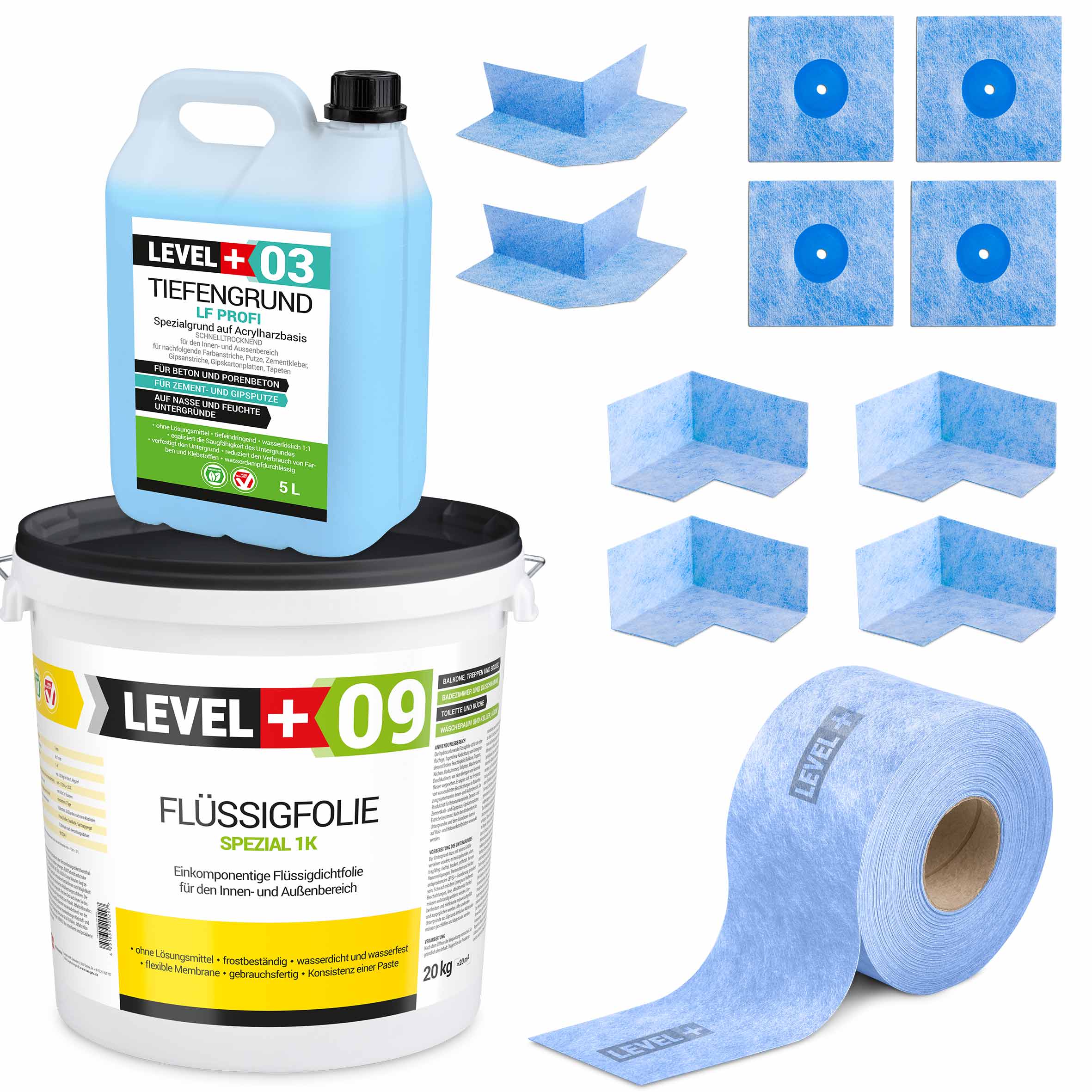 Folia w płynie 20kg Hydroizolacja na Zewnątrz Zestaw Taśma 20m Mankiet