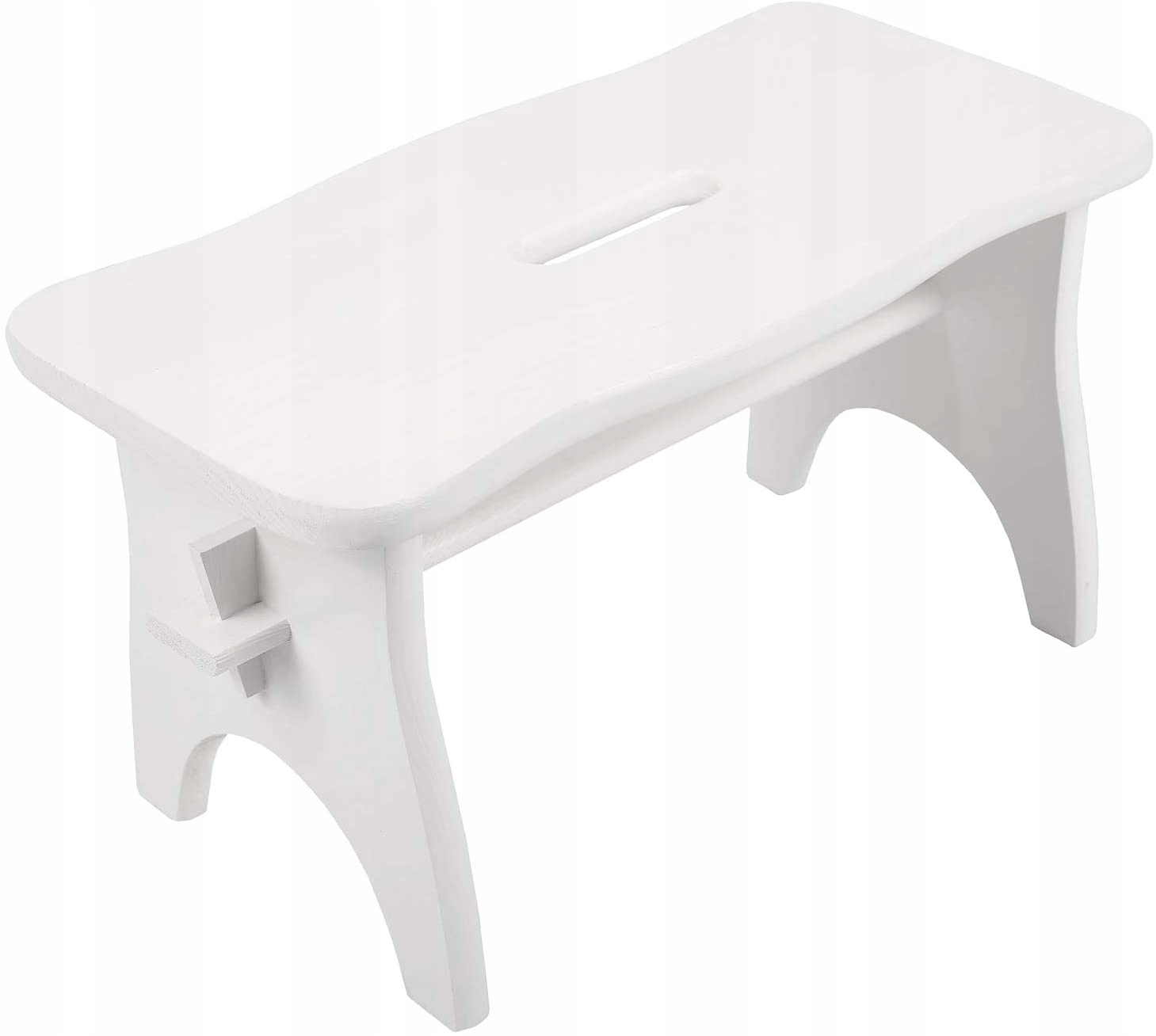 Ryczka biała drewniana mały taboret 38x19x21 cm