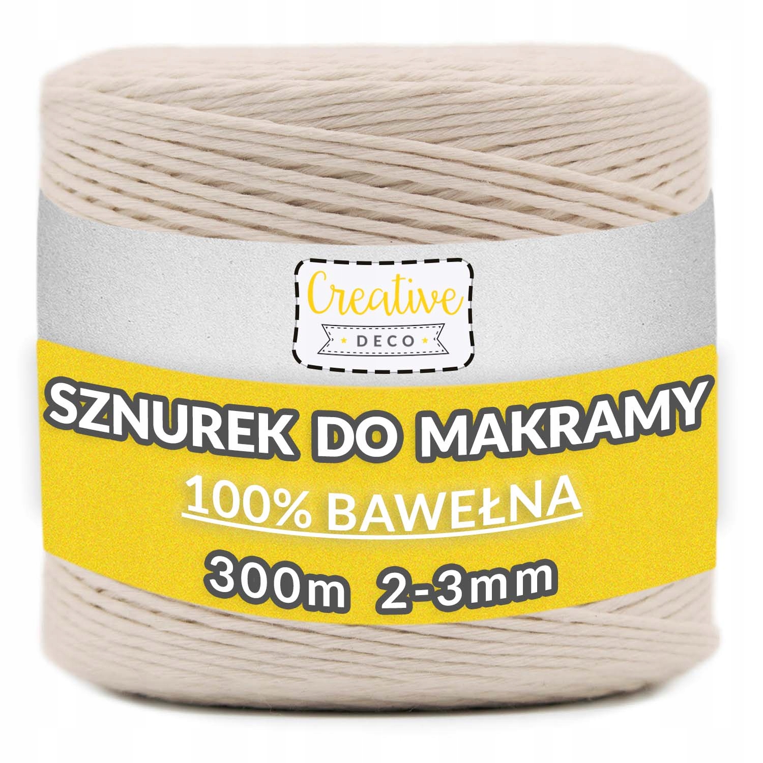 Sznurek do makramy bawełniany 3mm 300m beżowy