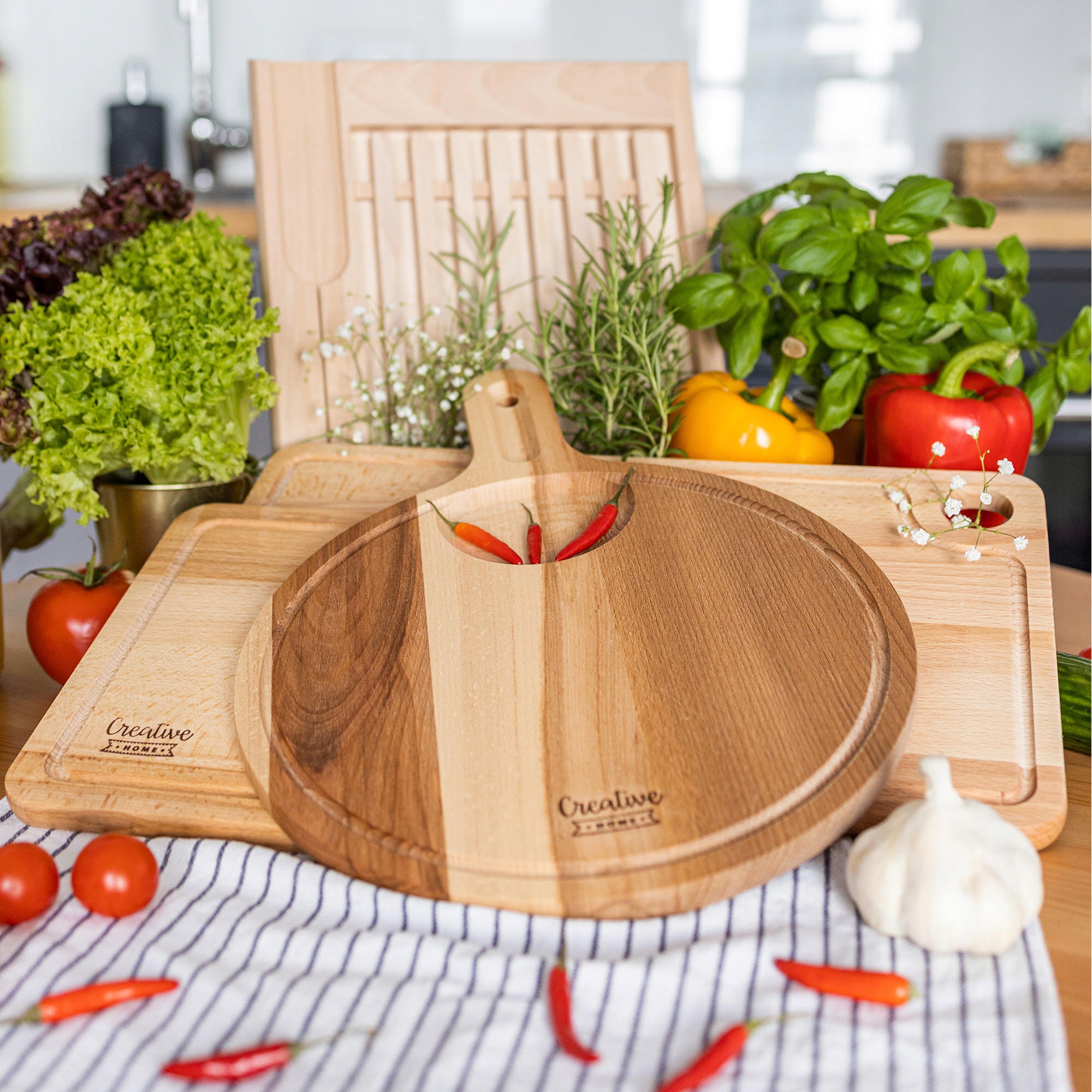 Deska do krojenia drewniana do pizzy 40 x 30 cm