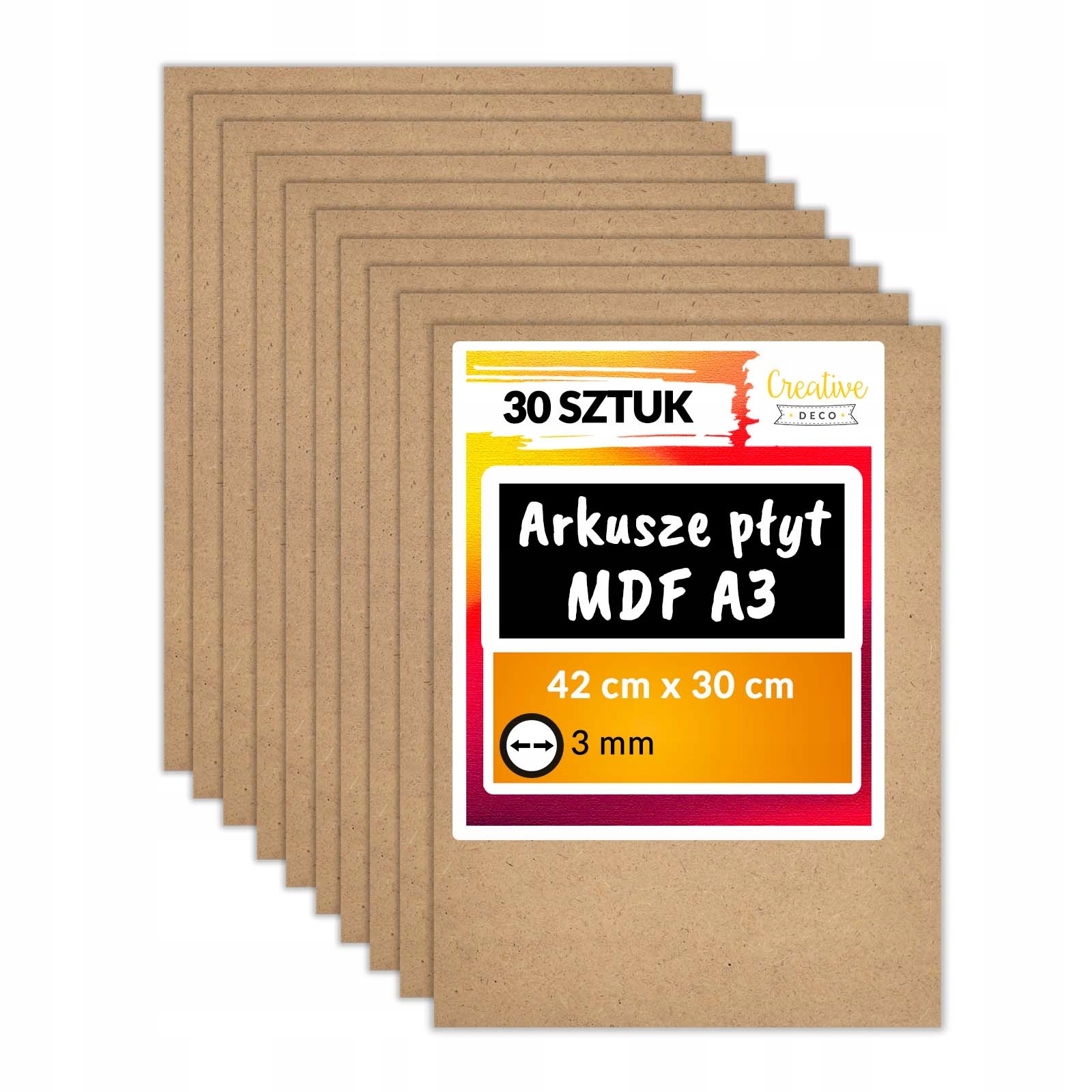 Płyta MDF do cięć laserem 420 x 300 x 3mm A3 x 30