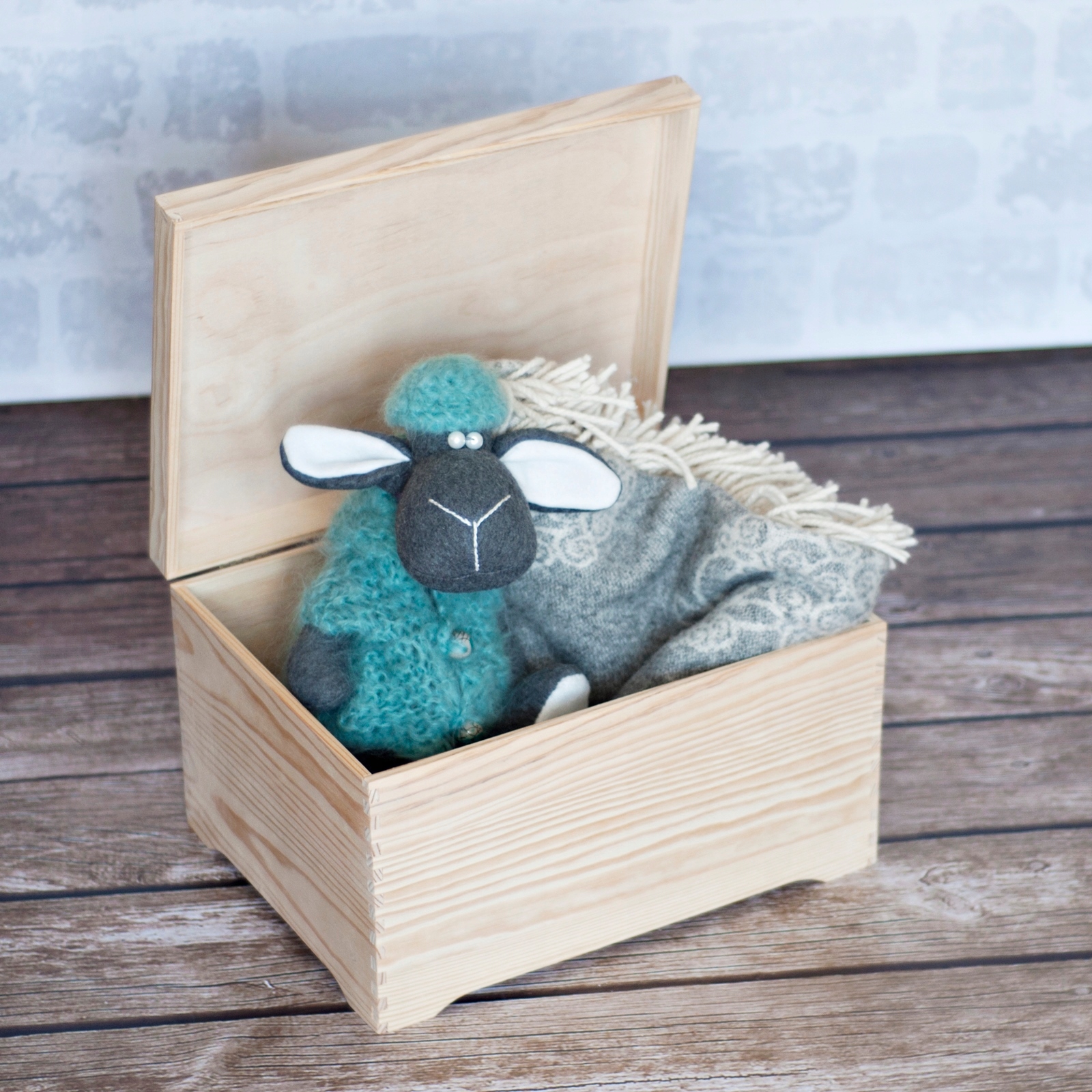 XXL Kufer pudełko drewniane decoupage 40x30,5x24cm