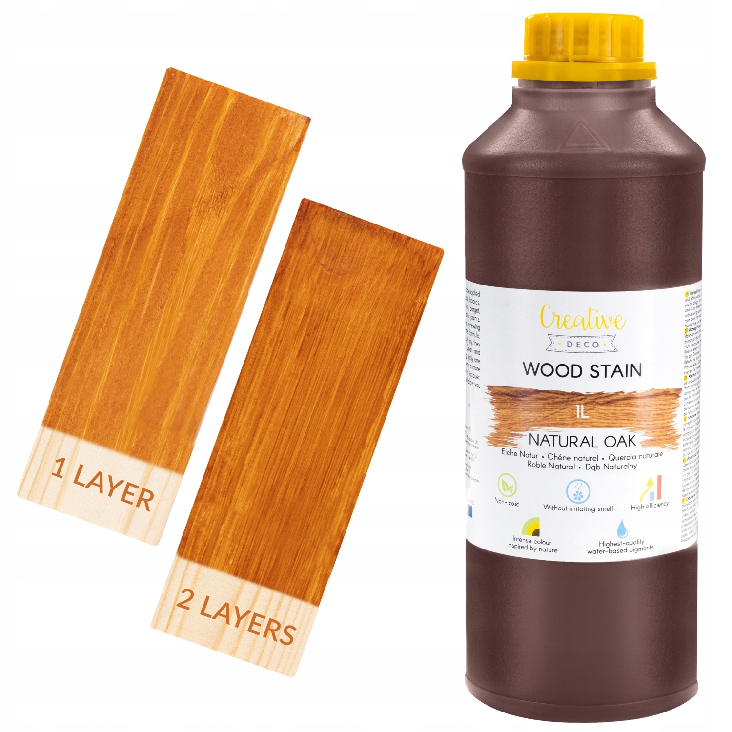 Lakier lakierobejca wodna do drewna dąb butelka 1L