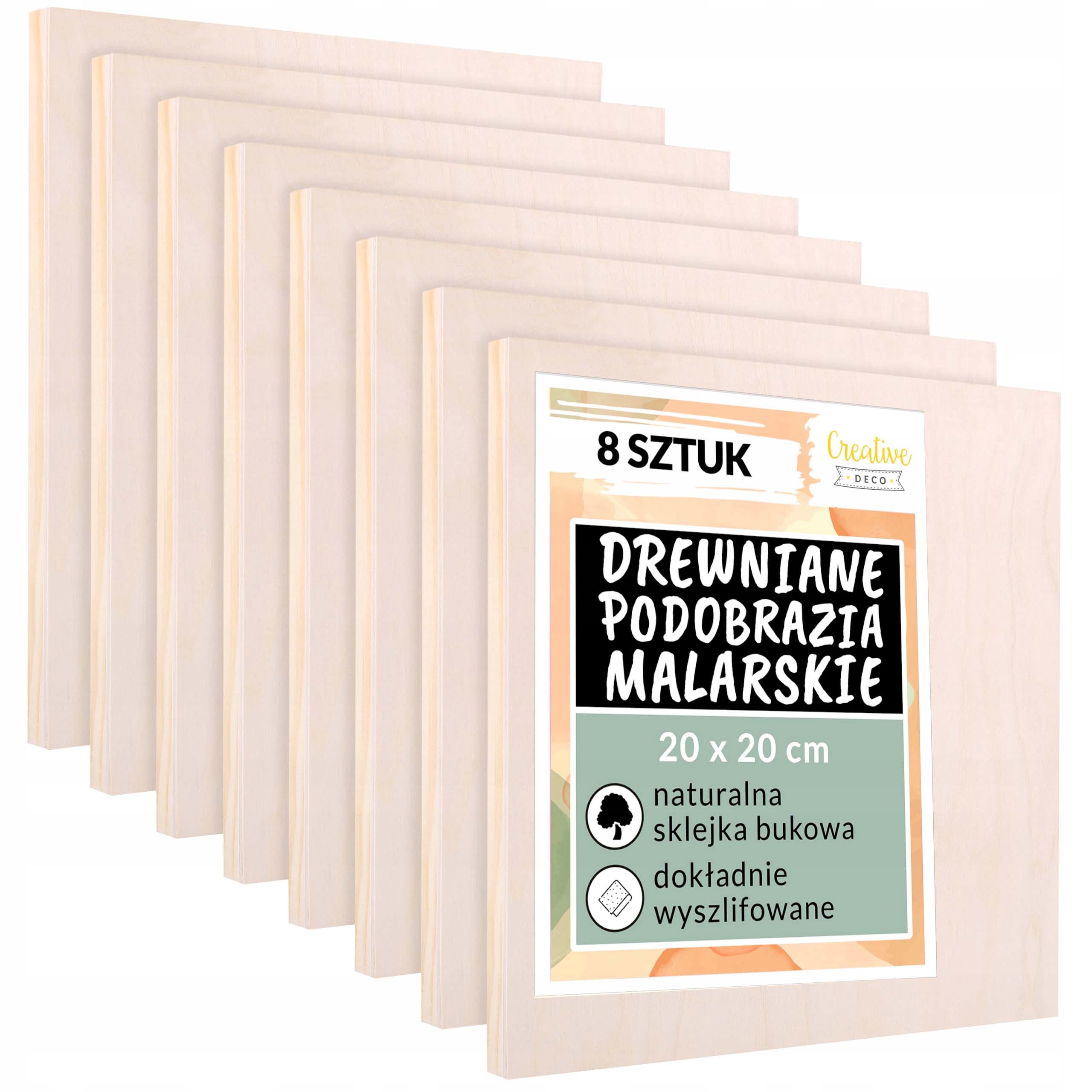 Drewniane podobrazie płótno malarskie 20x20cm 8szt