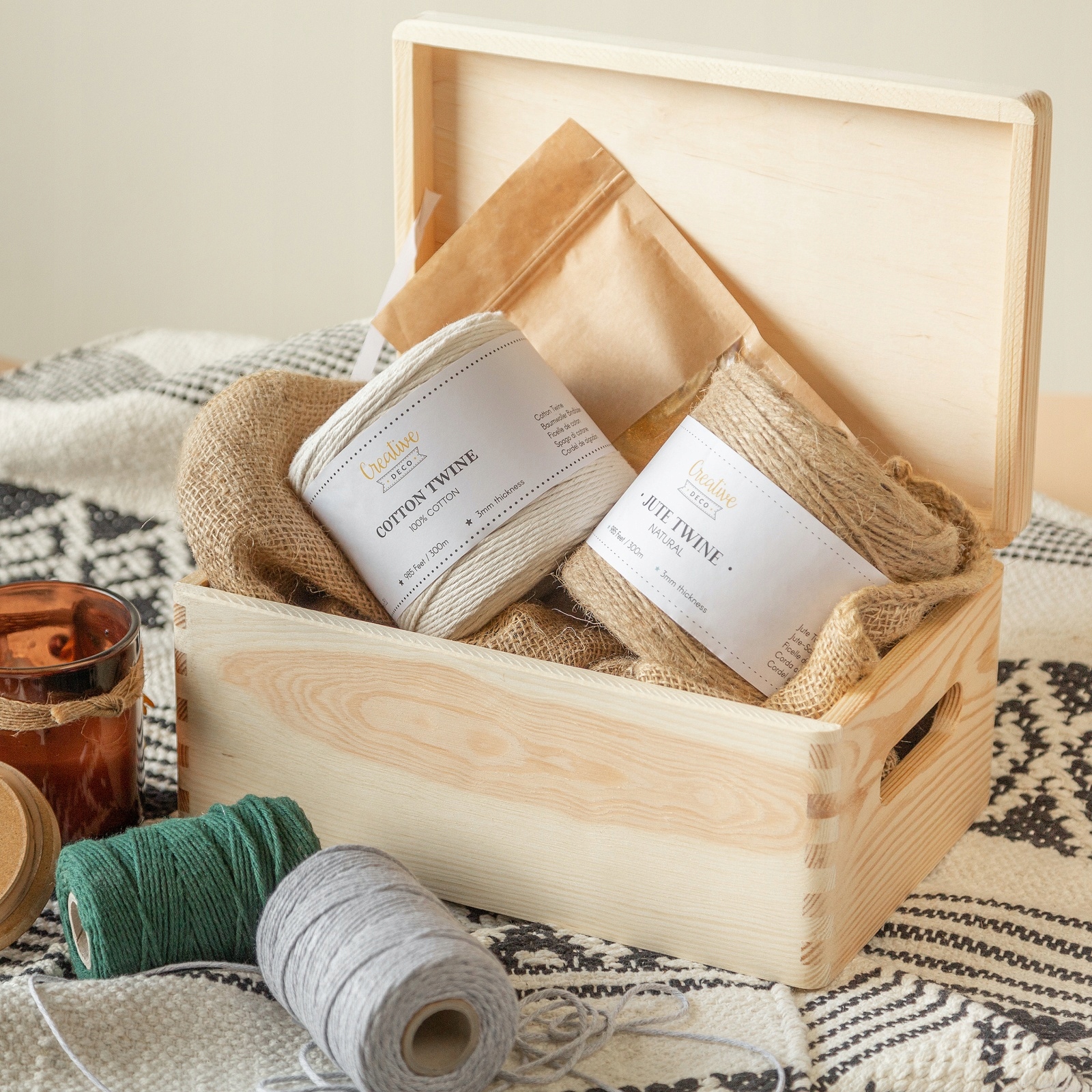 Pudełko drewniane skrzynka z uchwytami 30x20x14 cm