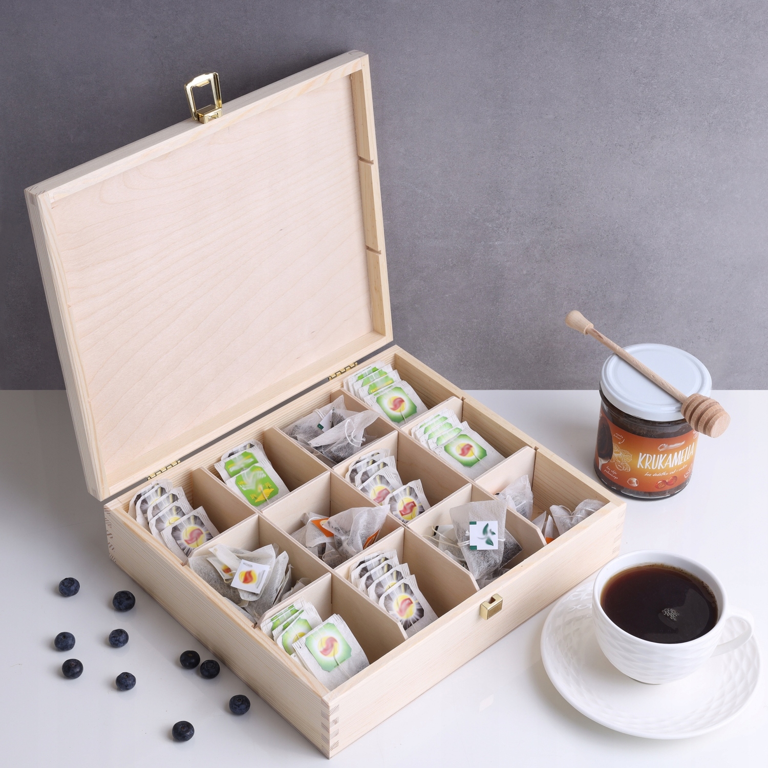 Herbaciarka pudełko na herbatę 12 przegród
