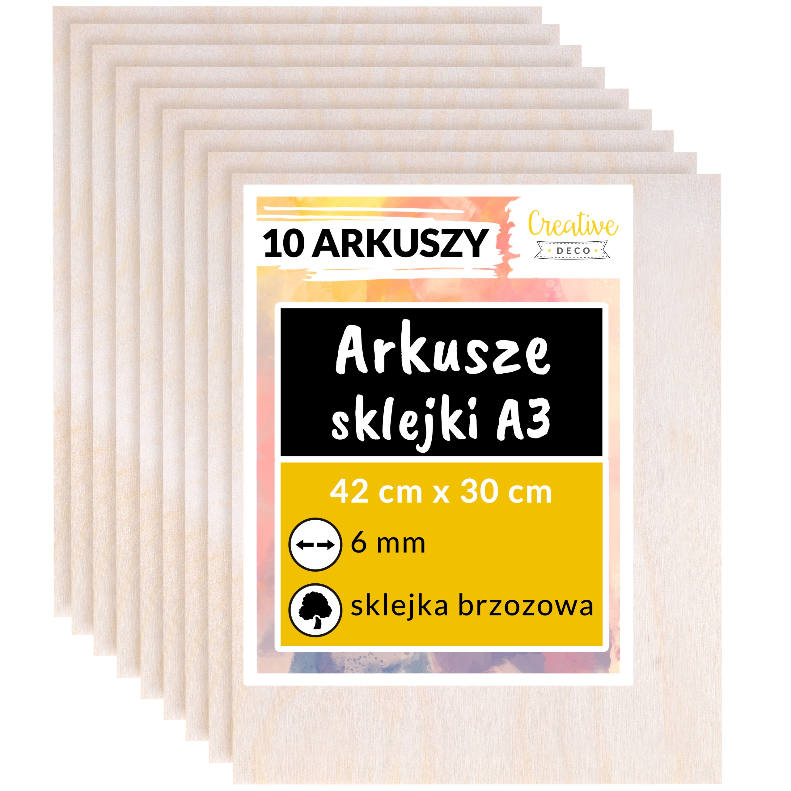 Płyta sklejka do cięcia laserem 6mm A3 x 10 sztuk