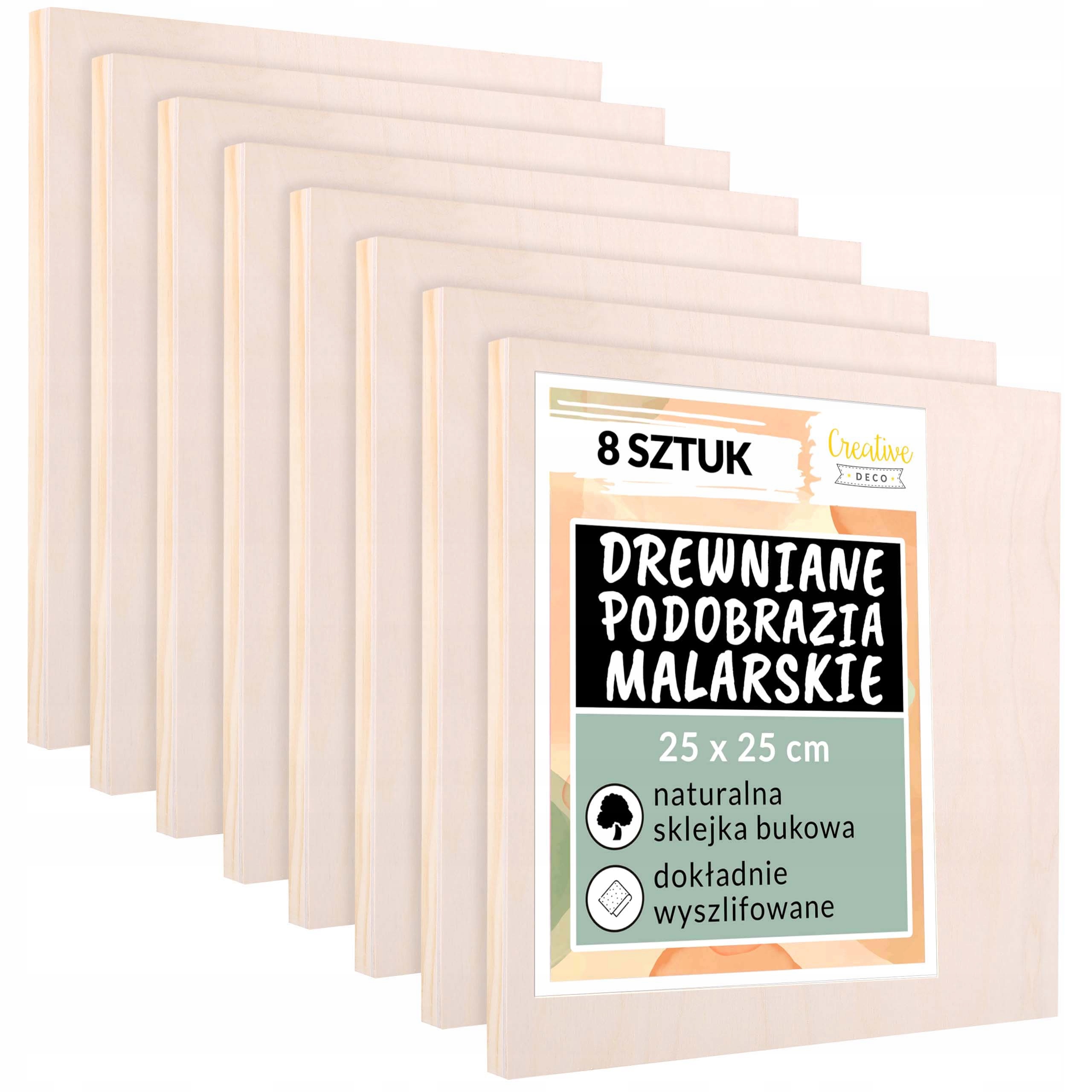 Podobrazie tablica płótno malarskie 25x25 cm 8szt