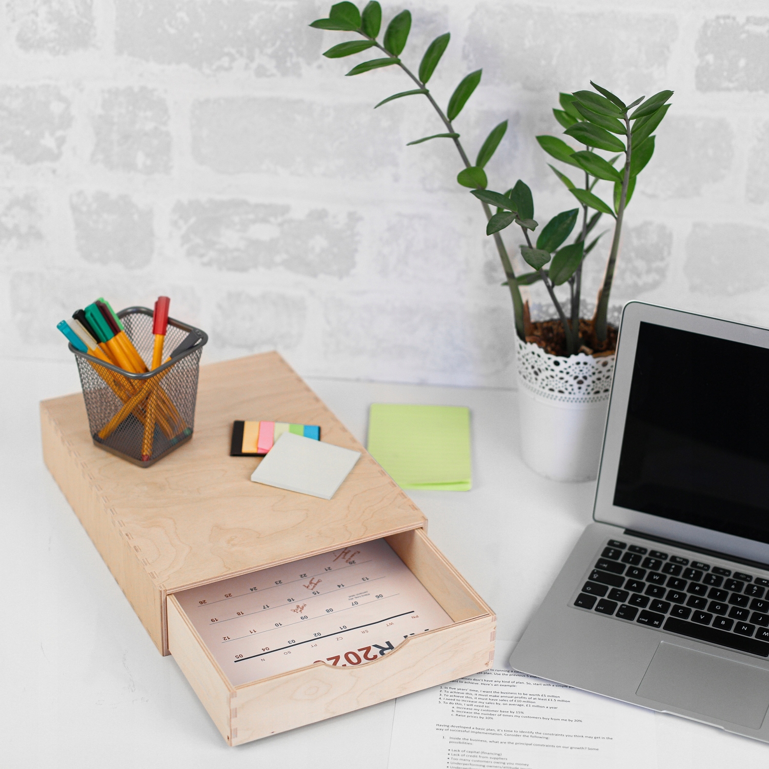 Mini komoda drewniana organizer biurko 1 szuflada