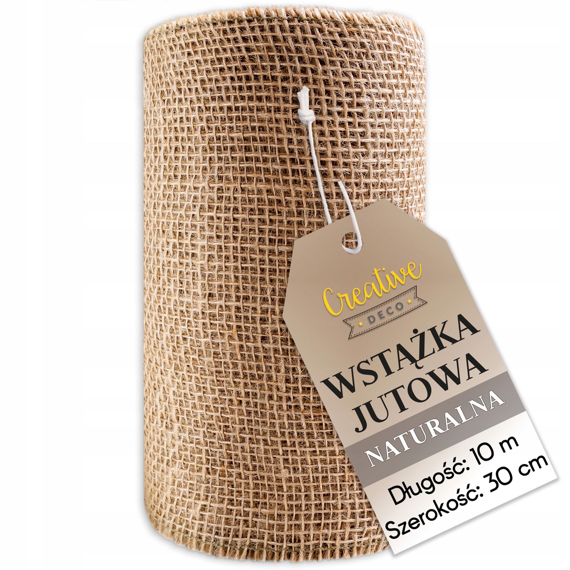 Wstążka jutowa taśma dekoracyjna z juty 30cm x 10m