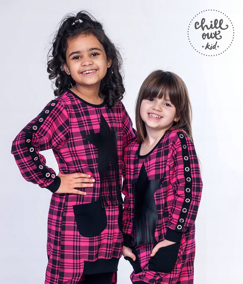 Sukienka asymetryczna krata 146 152