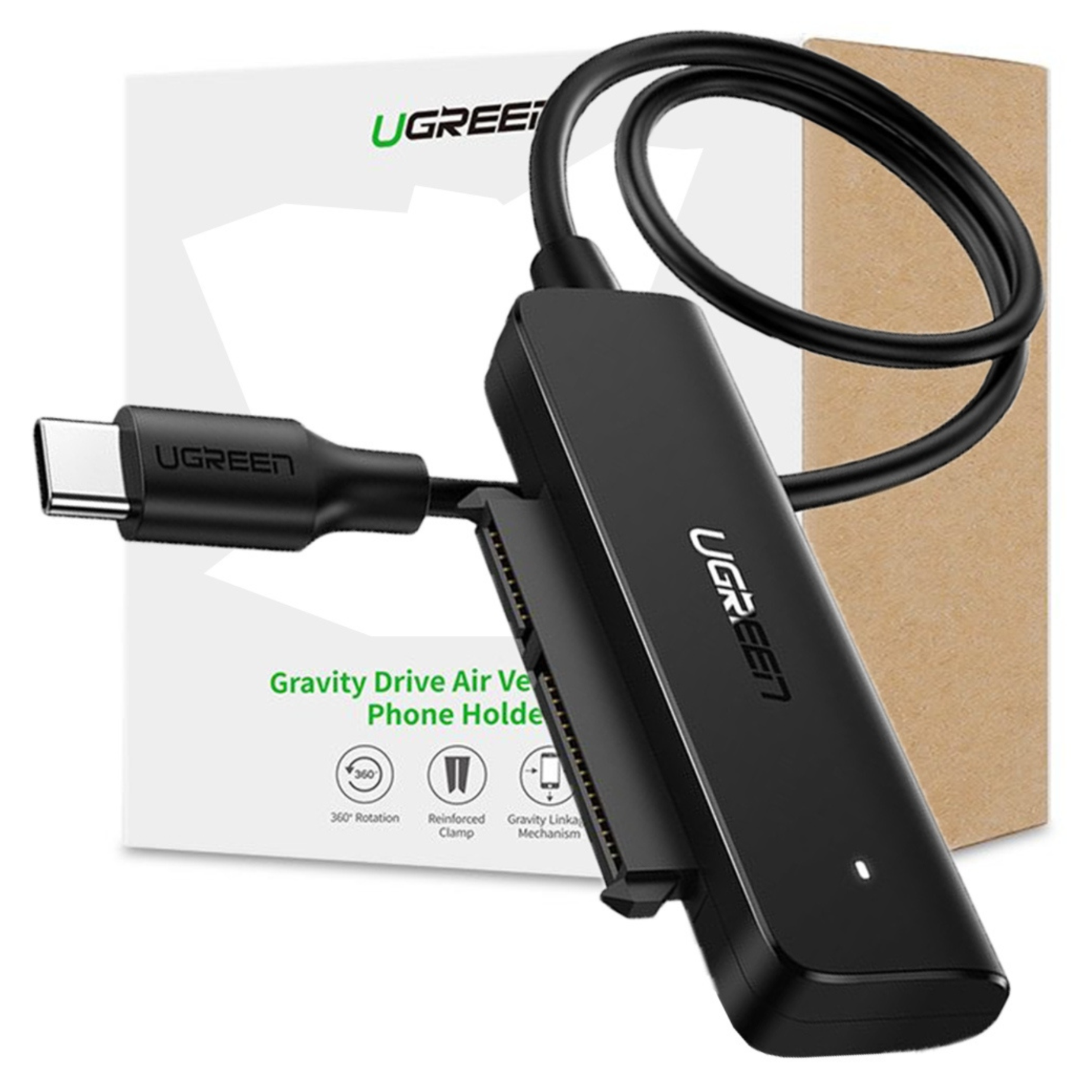 Adapter UGREEN  AV144 USB-C 3.0 do dysku SATA 2.5, 50cm (czarny)