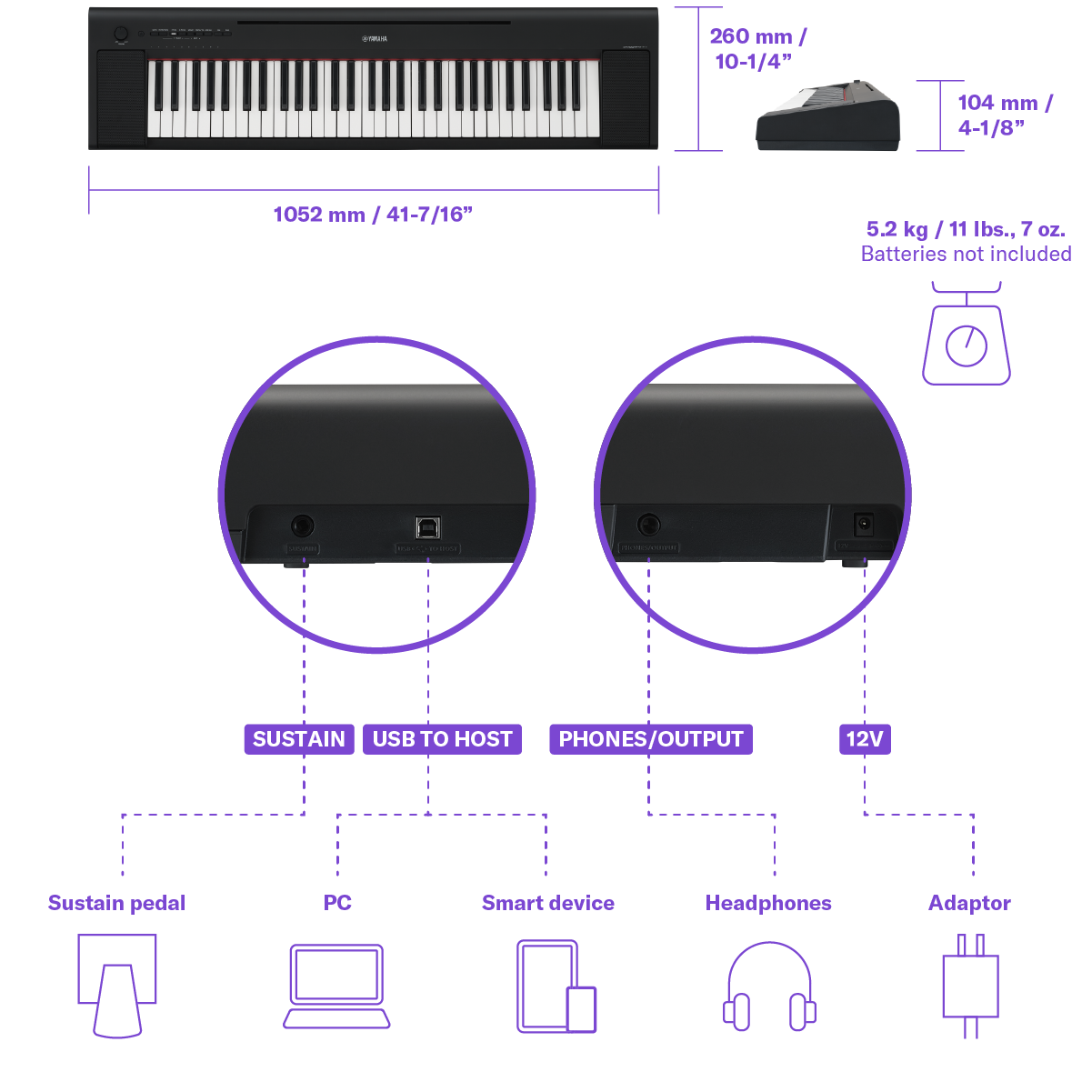 Pian Yamaha NP15B, 61 de clape, negru - eMAG.ro