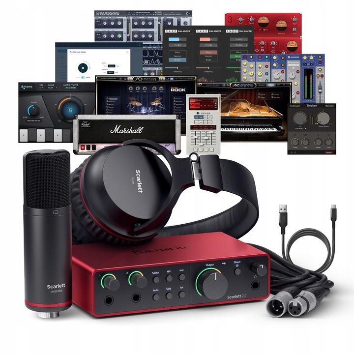 Focusrite Scarlett 2i2 Studio 4th Gen, set complet, microfon CM25